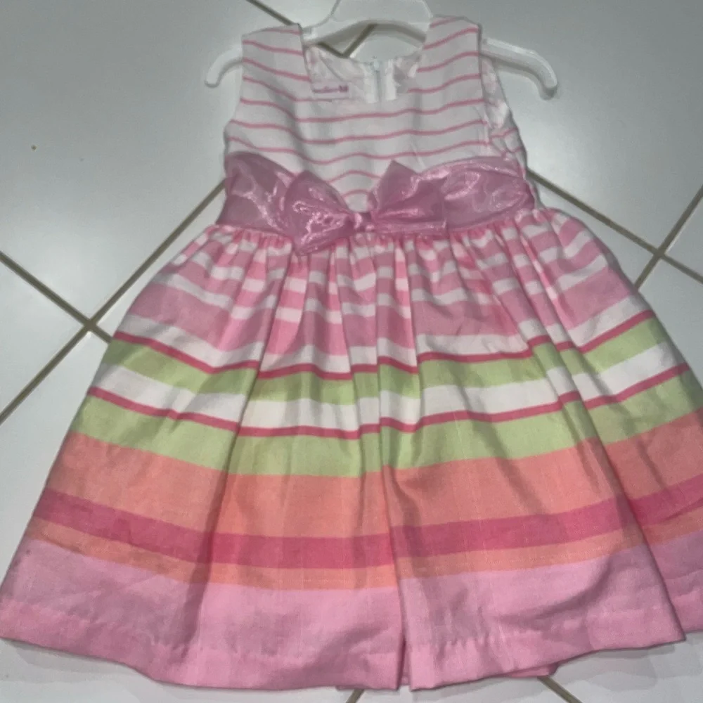 Pink and Green Striped Dress